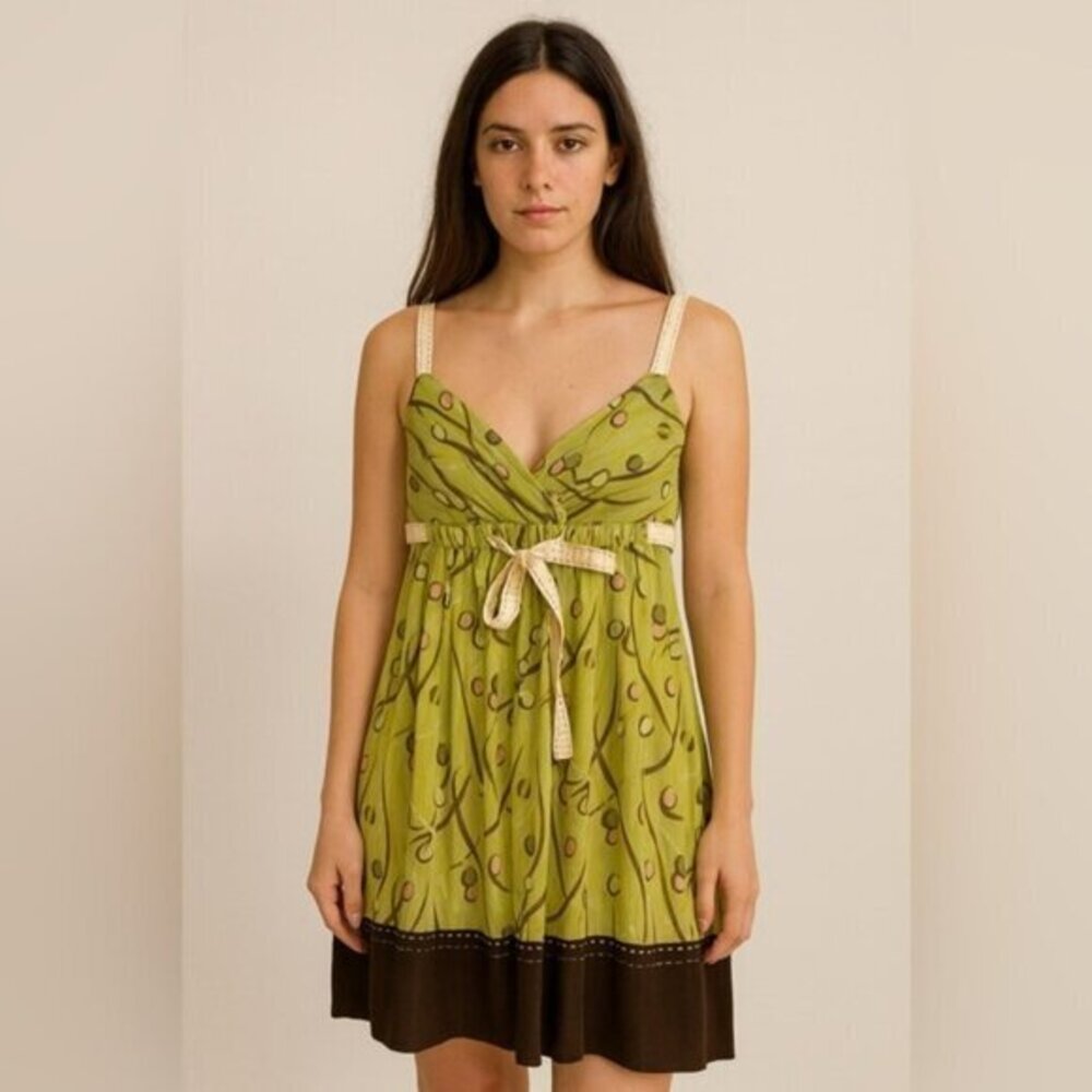 BCBGMaxAzria Green and Brown Mini Dress